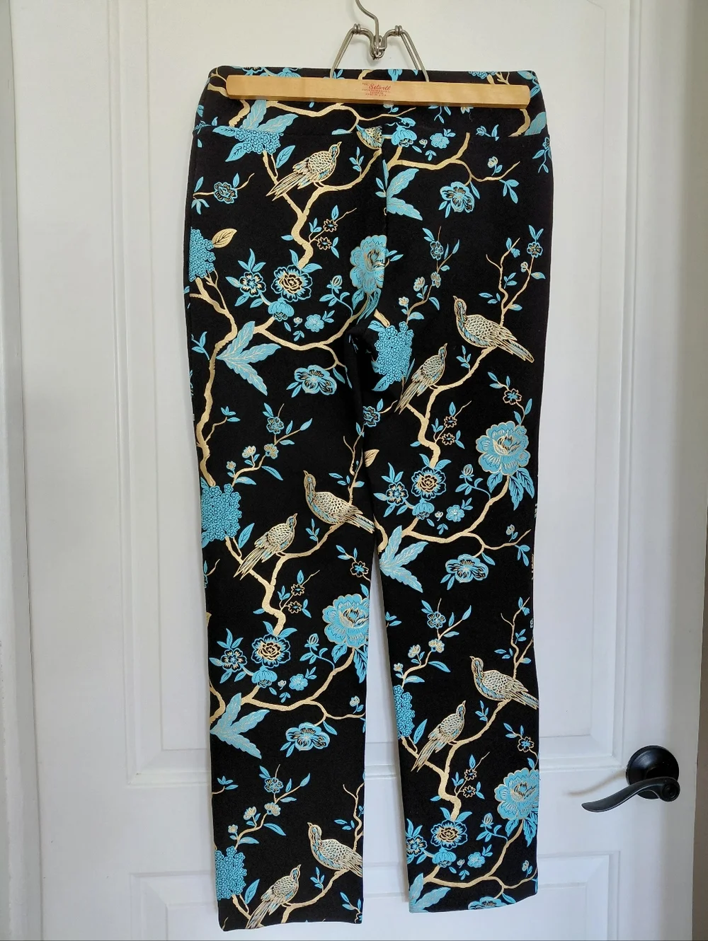Soft Surroundings Chinoiserie Pants Women Small Pull On Black Blue Floral Party - Picture 2 of 6